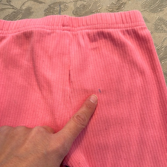 Pink Ribbed Flare Pants - Picture 3 of 3